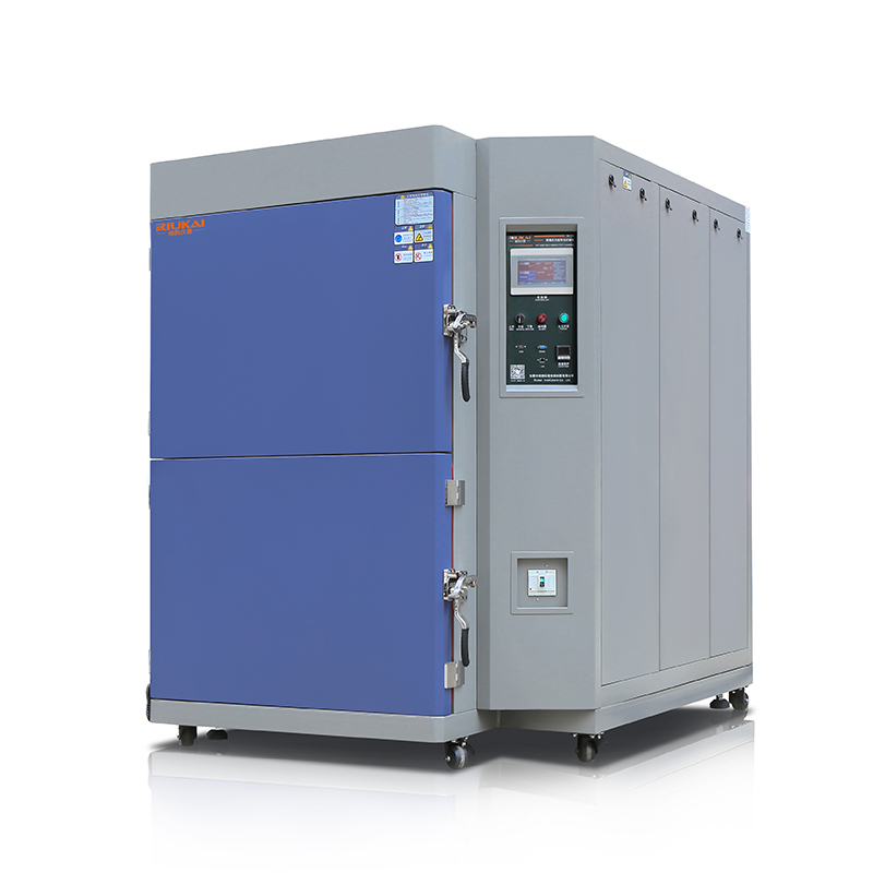 Two-zone Thermal Shock Test Chambers are designed for subjecting products to alternating extremes of high and low temperatures to observe changes in their characteristics and identify potential failures due to varying materials and thermal expansion.