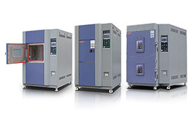 The thermal shock chamber has two zones namely the hot zone and the cold zone. The specimen is kept on the test basket, which is transferred between the hot & cold zones through a motorized system connected by a screw rod. It is primarily used to study the impact of the rapid change of temperature on the specimen.